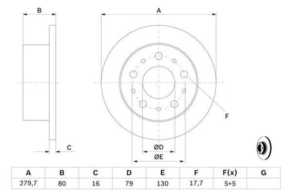 BOSCH 0986479316 Brake Disc Rear Solid Fits Citroën Relay Peugeot Boxer