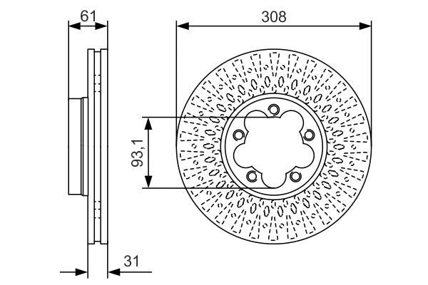 BOSCH 0986479C99 Brake Disc Front Vented Internally Vented Fits Ford Transit