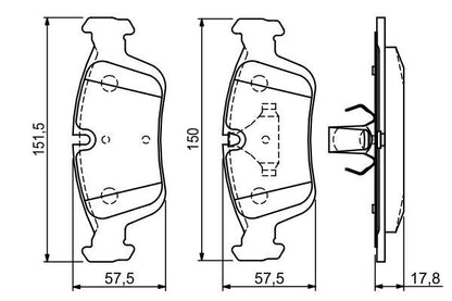 BOSCH 0986494015 Brake Pad Set For Disc Brake Front Fits BMW 3 Series Z3 Z4