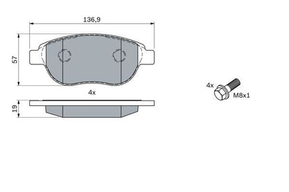 BOSCH 0986494038 Brake Pad Set For Disc 18.2mm Thickness Fits CITROËN PEUGEOT