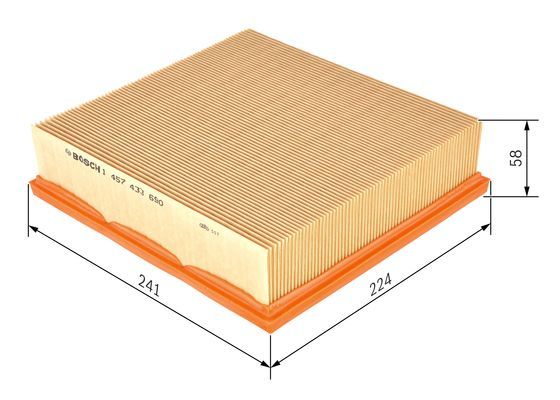 BOSCH 1457433690 Air Filter 224mm Fits Ford Transit LDV Convoy Metrocab Taxi