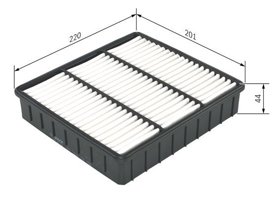 BOSCH 1457433954 Air Filter 201mm Length 44mm Height Fits Mitsubishi Proton