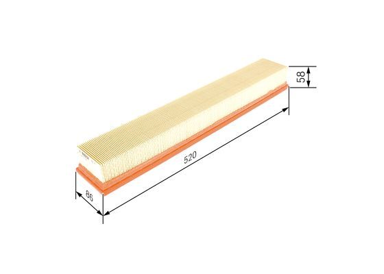 BOSCH 1457433043 Air Filter 520mm Length Insert Fits Mercedes-Benz C-Class