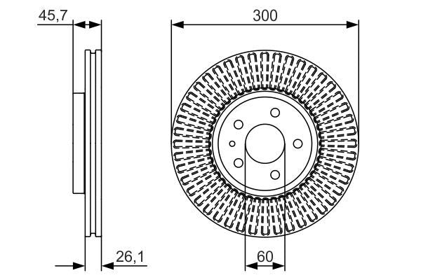 BOSCH 0986479666 Brake Disc Front Vented 300mm Ø Fits Chevrolet Opel Vauxhall