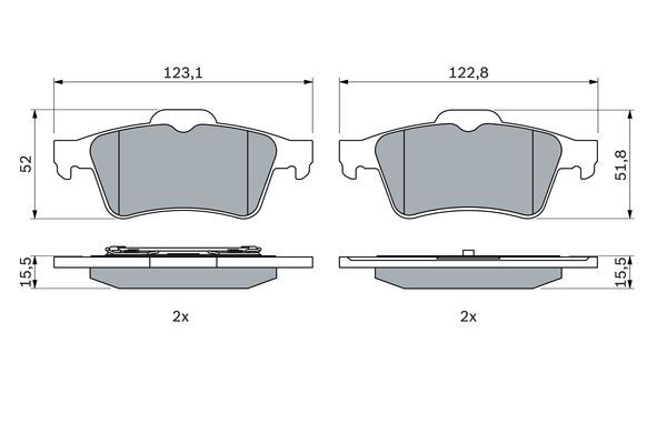 BOSCH 0986494032 Brake Pads Rear 15.5mm Thickness Fits Nissan Renault Vauxhall