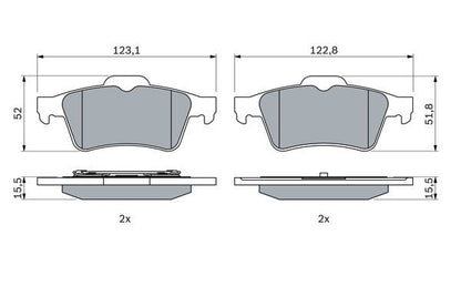 BOSCH 0986494032 Brake Pads Rear 15.5mm Thickness Fits Nissan Renault Vauxhall