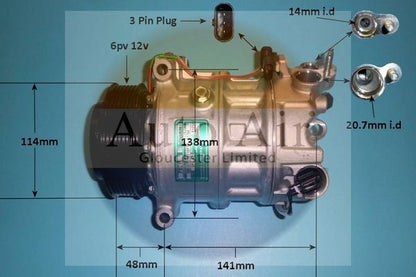 Auto Air 14-0352 A/C Air Con Compressor Air Conditioning Fits Jaguar Land Rover
