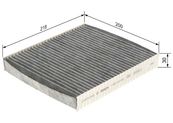 BOSCH 1987432433 Cabin Air Filter 217.5mm Fits Alfa Romeo 159 Brera Spider