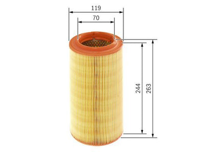 BOSCH 1457433538 Air Filter 118.5mm Outer Ø Insert 263mm Height Fits Audi A2