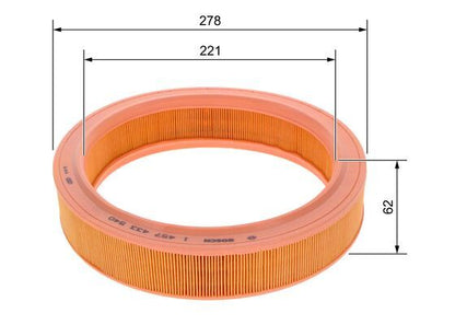 BOSCH 1457433540 Air Filter 278mm Outer Ø Insert 61.5mm Height For Seat Skoda VW