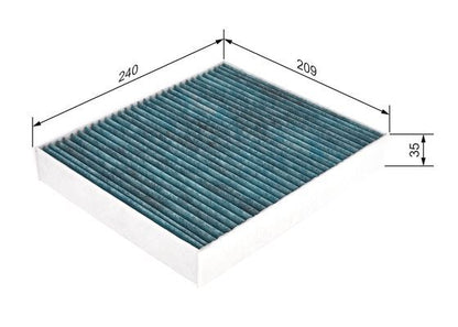 BOSCH 0986628506 Cabin Air Filter 240mm Length Activated Carbon Fits Ford