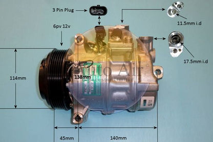 Auto Air 14-9666 A/C Air Con Compressor Air Conditioning Fits Mercedes-Benz
