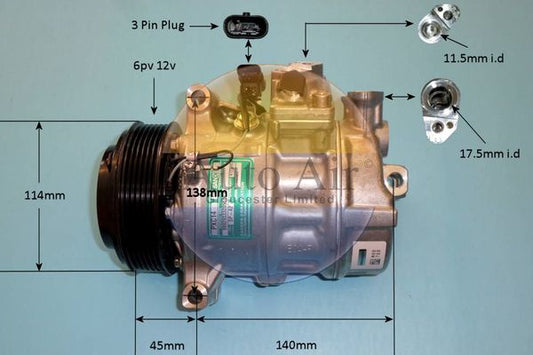 Auto Air 14-9666 A/C Air Con Compressor Air Conditioning Fits Mercedes-Benz