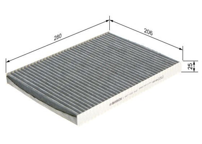 BOSCH 1987432312 Cabin Air Filter 280mm Activated Carbon Fits Audi Seat Skoda VW