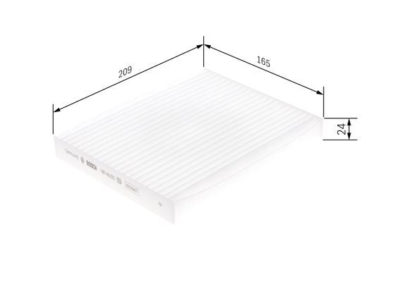 BOSCH 1987435070 Cabin Air Filter 165mm Length Particulate Fits Kia Soul