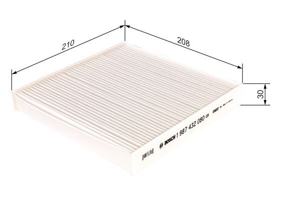 BOSCH 1987432080 Cabin Air Filter 210mm Particulate For Renault Laguna Vel Satis