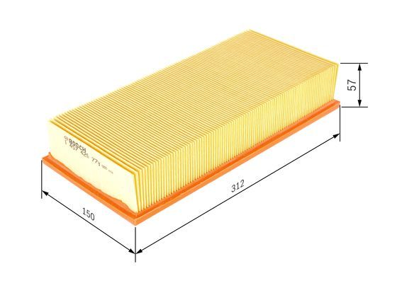 BOSCH 1457429778 Air Filter 312mm Length 57mm Height Fits Volvo 440 460 480