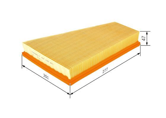 BOSCH 1457433320 Air Filter 277mm Length Insert 47.3mm Height Fits Renault Clio