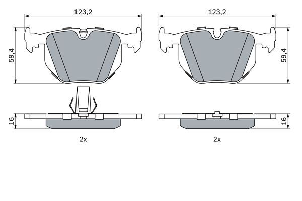 BOSCH 0986494006 Brake Pad Set For Disc Rear 16mm Thickness Fits BMW Land Rover