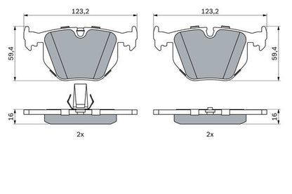 BOSCH 0986494006 Brake Pad Set For Disc Rear 16mm Thickness Fits BMW Land Rover