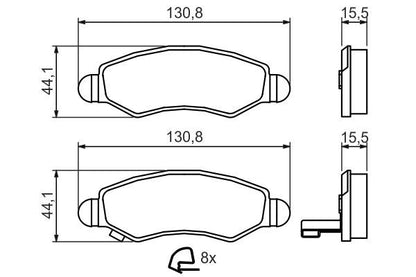 BOSCH 0986494458 Brake Pads Front 15.5mm Thickness Fits Subaru Suzuki Vauxhall