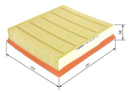 BOSCH 1457433537 Air Filter 258mm Length Insert 58mm Height Fits Audi A6 A8