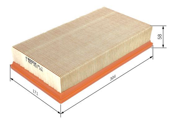 BOSCH 1457433701 Air Filter 303.5mm Length Insert Fits Mercedes-Benz 124 E-Class