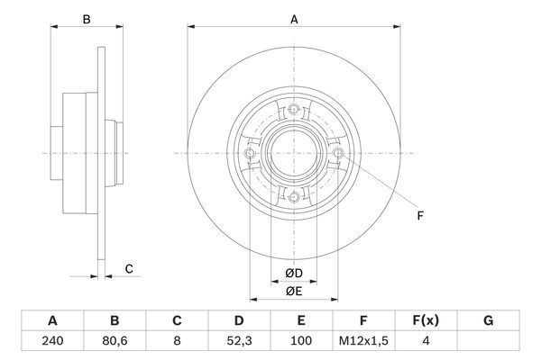 BOSCH 0986479007 Brake Disc Rear Solid 240mm Outer Diameter Fits Renault