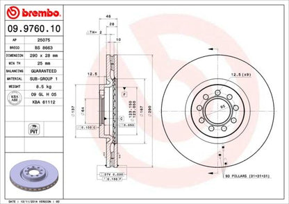 2x BREMBO 09.9760.10 Brake Disc Front Vented For Iveco Daily Daily Citys