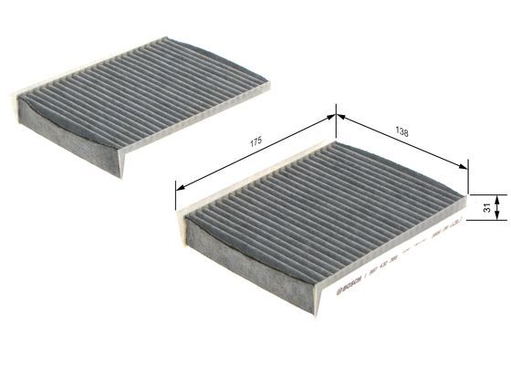 BOSCH 1987432386 Cabin Air Filter 175mm Length Fits Alfa Romeo 147 156 GT