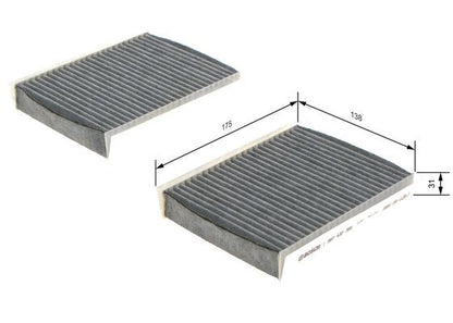 BOSCH 1987432386 Cabin Air Filter 175mm Length Fits Alfa Romeo 147 156 GT
