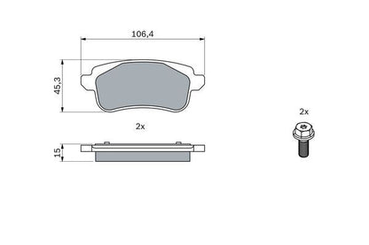 BOSCH 0986494723 Brake Pad Set Rear Low-Metallic 45.3mm Height Fits Renault