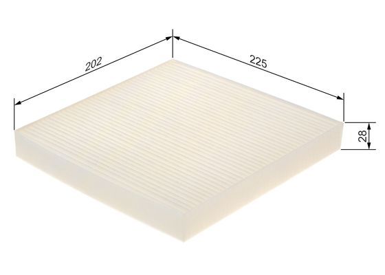 BOSCH 1987435133 Cabin Air Filter 202mm Length Particulate Fits Hyundai Kia