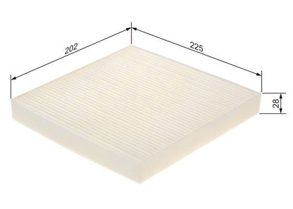 BOSCH 1987435133 Cabin Air Filter 202mm Length Particulate Fits Hyundai Kia