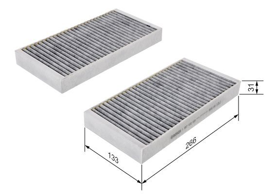 BOSCH 1987432500 Cabin Air Filter 266mm Activated Carbon Fits Renault Laguna