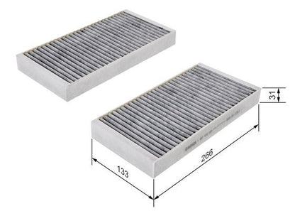 BOSCH 1987432500 Cabin Air Filter 266mm Activated Carbon Fits Renault Laguna