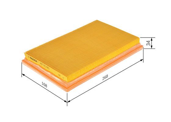 BOSCH 1457433083 Air Filter 268mm Length Insert 34.3mm Height Fits Ford Fiesta