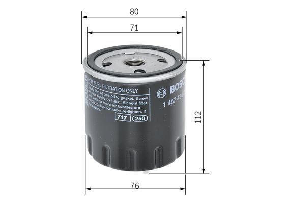 BOSCH 1457434291 Fuel Filter Spin-On 76.5mm Ø Fits Mitsubishi Renault Volvo