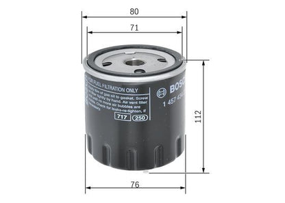 BOSCH 1457434291 Fuel Filter Spin-On 76.5mm Ø Fits Mitsubishi Renault Volvo