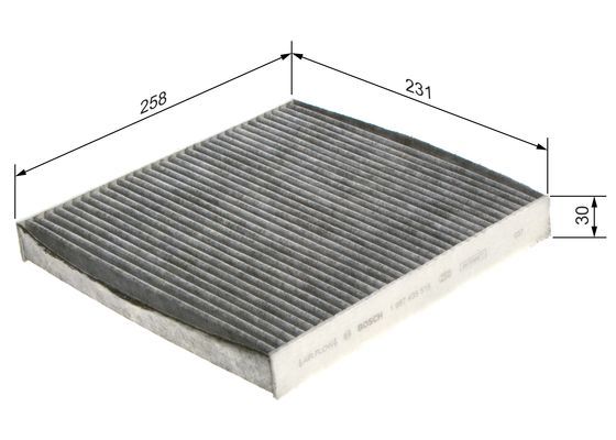 BOSCH 1987435515 Cabin Air Filter 258mm Activated Carbon Fits Opel Vauxhall