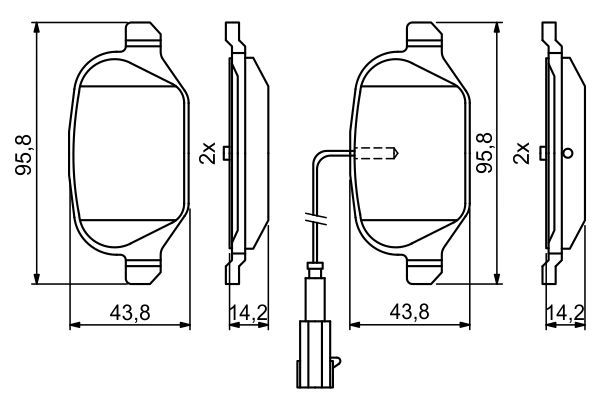 BOSCH 0986494779 Brake Pad Set Rear Low-Metallic With Anti-Squeak Plate For Fiat