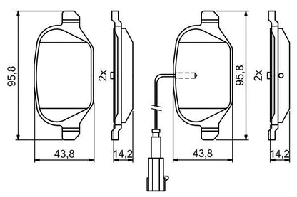 BOSCH 0986494779 Brake Pad Set Rear Low-Metallic With Anti-Squeak Plate For Fiat