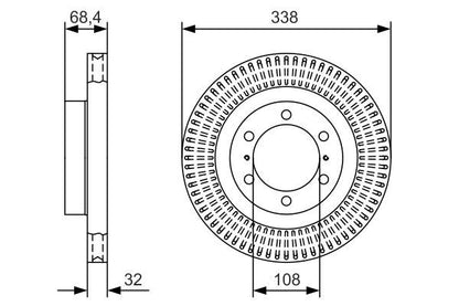 BOSCH 0986479A65 Brake Disc Front Vented 338mm Outer Ø Fits Land Cruiser Van
