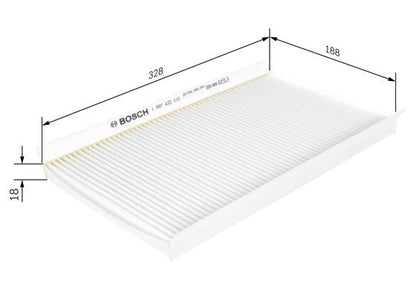 BOSCH 1987432015 Cabin Air Filter 328mm Length Particulate Fits Opel Vauxhall