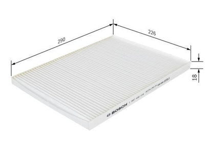 BOSCH 1987432016 Cabin Filter 290mm 17mm Height Fits Opel Omega Vauxhall Omega