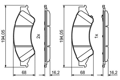 BOSCH 0986494791 Disc Brake Pad Set Front Low-Metallic Fits Ford Ranger