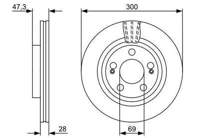 BOSCH 0986479537 Brake Disc Front Vented 300mm Outer Ø Fits Hyundai Kia