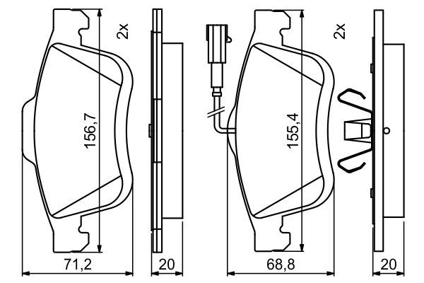 BOSCH 0986494795 Brake Pad Set For Disc Front Low-Metallic Fits Fiat Doblo