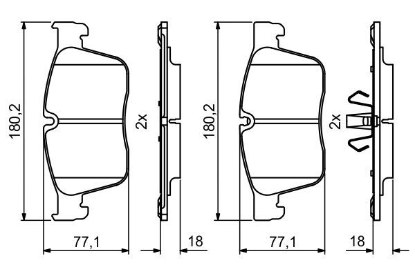 BOSCH 0986494829 Disc Brake Pad Set Front Low-Metallic Fits Jaguar Land Rover