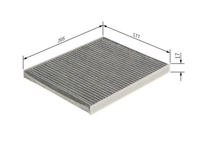 BOSCH 1987435583 Cabin Air Filter 205mm Length Activated Carbon Fits Fiat Ford